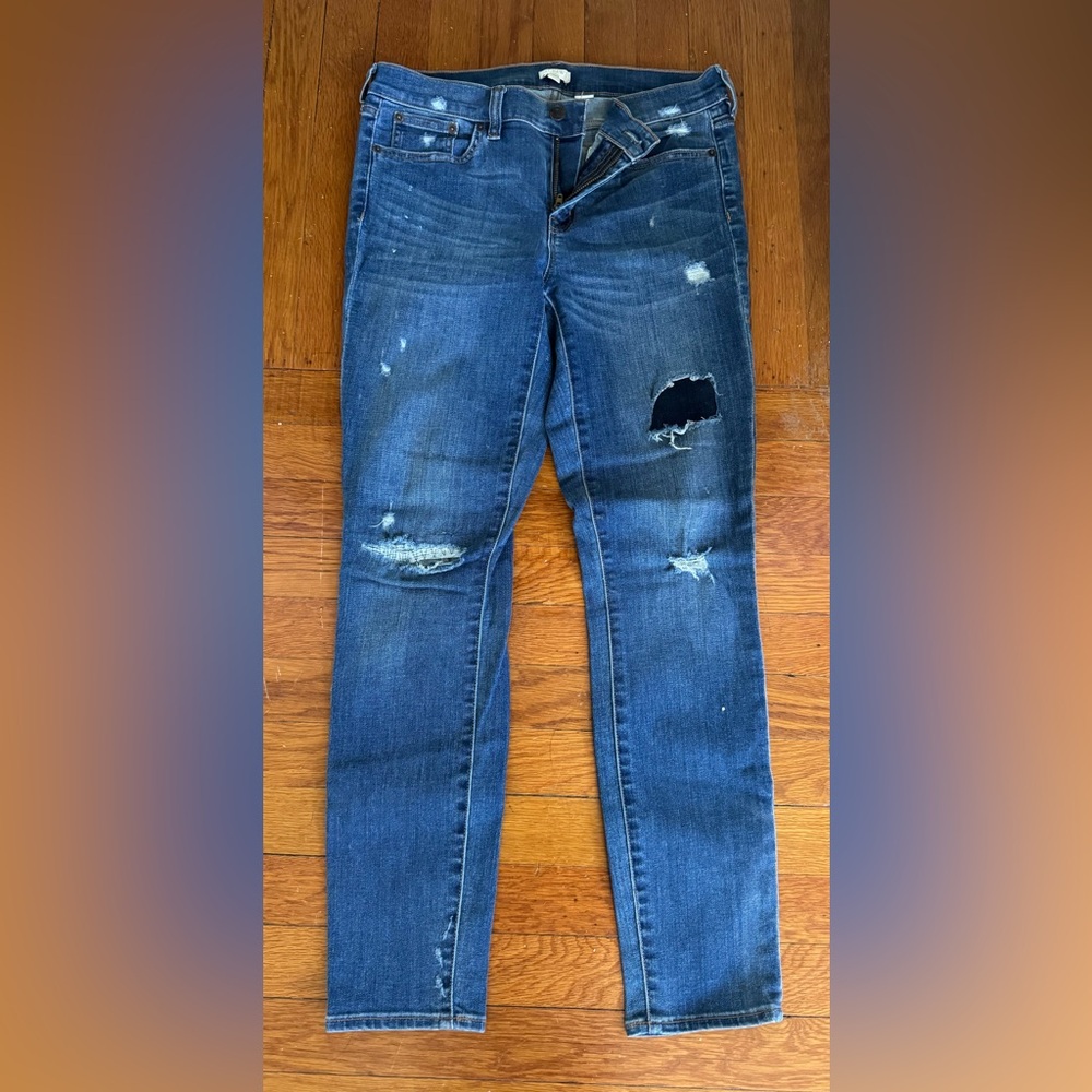 J. Crew Blue Skinny Jeans Distressed Style